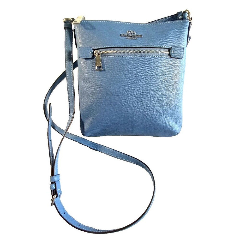 Coach Mini Rowan File Bag Blue Crossgrain Leather Crossbody CE871 NWOT - Picture 3 of 9